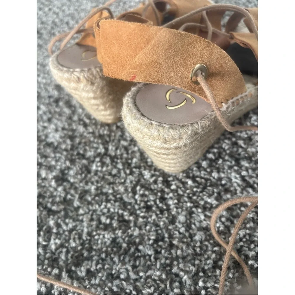 Kanna Spain Tan Suede Lace-Up Espadrille Wedges | EU 37 / US 6.5–7 | BohoSandals